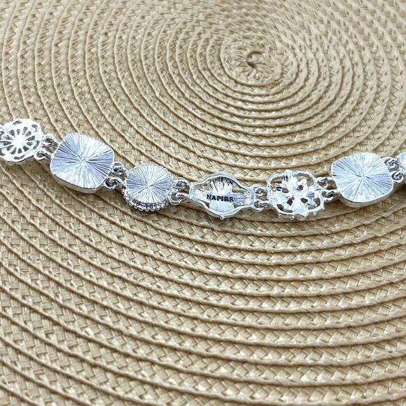 Napier Flower Designs Bracelet Silver Tone Toggle Feminine Cottagecore - Picture 3 of 10